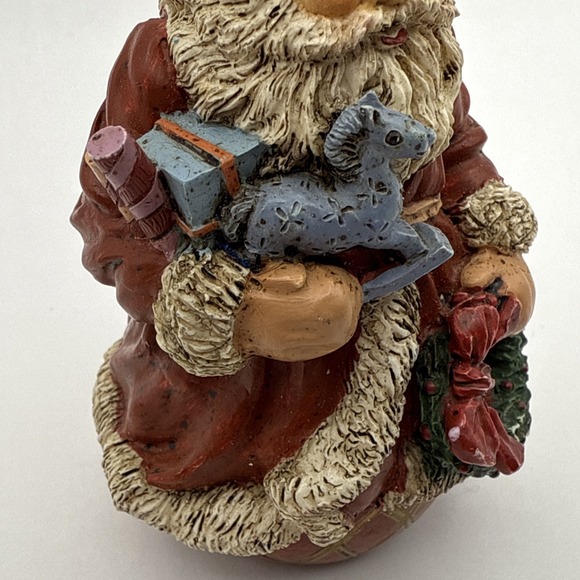 Vintage Noble Arts Santa Claus Figurine 4.5" Tall #117 with toys and wreath box - Picture 7 of 9